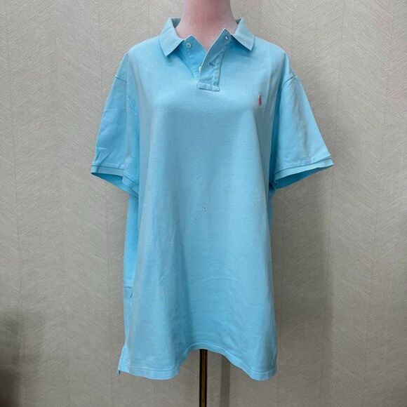 Polo Ralph Lauren Short Sleeve Custom Slim Fit Blue Polo Shirt Mens Size 2XL - Picture 1 of 11